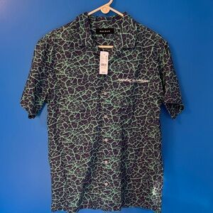 PacSun Black and Green Patterned Men's Shirt
